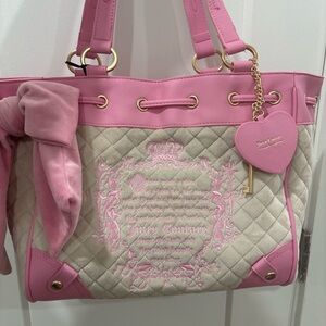 Juicy Couture Pink and Cream Quilted once upon a time Tote daydreamer